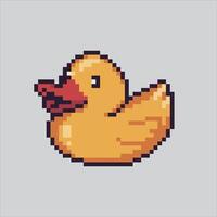 Rubber Duck. Pixelated Duck Toy. Cute Rubber Duck Toy Icon pixelated for the pixel art game and icon for website and game. old school retro. vector