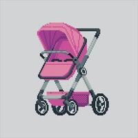 Pixel art illustration Baby Stroller. Pixelated Baby nursery. Baby Stroller Nursery pixelated for the pixel art game and icon for website and game. old school retro. vector