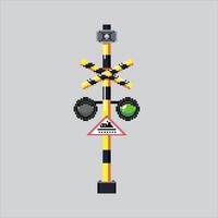 Pixel art illustration Cross Traffic Light. Pixelated Train Traffic Light. Railway Train Traffic Light Icon pixelated for the pixel art game and icon for website and game. old school retro. vector