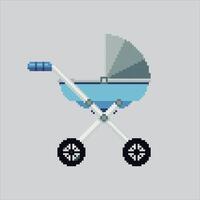 Baby Stroller. Pixelated Baby nursery. Baby Stroller Nursery pixelated for the pixel art game and icon for website and game. old school retro. vector