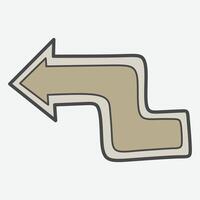 A stylized leftward arrow with a wavy design, indicating direction or movement. vector