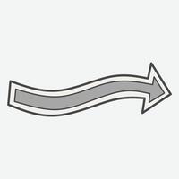 A curved arrow pointing to the right, indicating direction or movement. vector