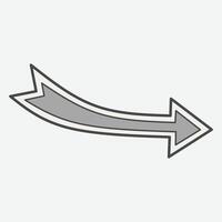 A stylized leftward arrow with a gray fill and outlined design. vector