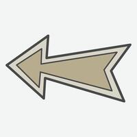 A stylized left arrow with a layered design and neutral colors. vector