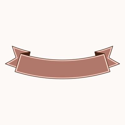 A decorative ribbon banner in a soft brown color, suitable for text or labels.