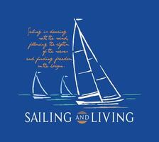 Stylized and editable illustration of sailboats. Art in free and simple lines for prints on t-shirts, decoration, etc. vector