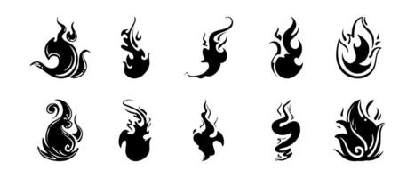 The modern fire symbol is black, flames logo on a white background. vector