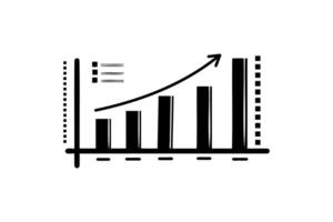 Growth chart displaying increasing data trends over time with upward movement indicating success vector