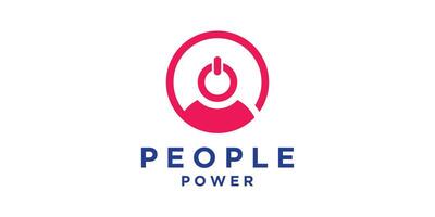 logo design combination people and power button,on,off,leader,symbol,icon,,idea,creative. vector