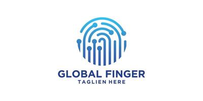 logo design combination global and fingerprint,protection,safe,shield,technology,modern,symbol,icon,,idea,creative vector