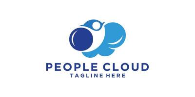 logo design combination of people and clouds, technology, success, logo design symbol, , icon, idea, creative. vector
