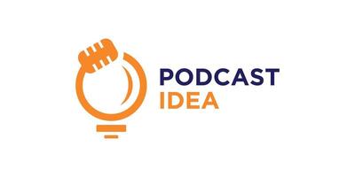 logo design combination microphone and bulb,podcast,media,light,lamp,solution,symbol,icon,,idea,creative. vector