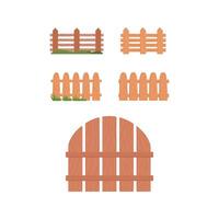 hand drawn wooden fence set garden vector
