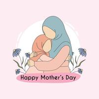 simple illustration of a mother and her child hug background template vector