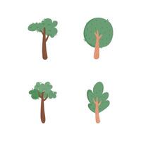 Hand drawn various types of trees collection set vector