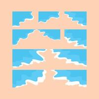 hand drawn wave beach item set vector