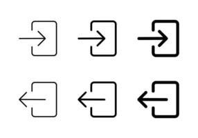 Login and logout icon set. Sign in and sign out sign. Enter and exit door symbol vector
