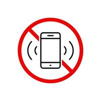Silent mobile phone icon in generic design. Cellphone with prohibition sign symbol vector