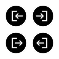 Login and logout icon on black circle. Sign in and sign out symbol vector