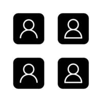 Login user avatar icon on black square. Profile account sign symbol vector