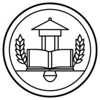 Educational Logo with Book and Laurel Elements. vector