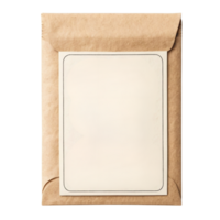 Brown envelope with blank label sticker isolated on a transparent background png