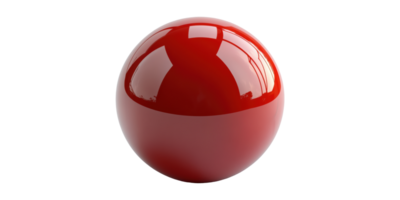 Red glossy sphere isolated on transparent background. png