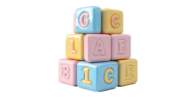 Colorful alphabet blocks isolated on transparent background. png