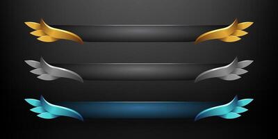 Abstract gold silver blue lower third game interface. Modern border frame screen tittle banner vector