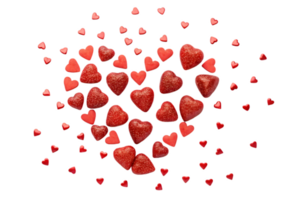 cluster of tiny red hearts in various sizes creates vibrant and joyful display, perfect for expressing love and affection png