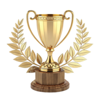gleaming gold trophy with laurel wreath symbolizes victory and achievement png