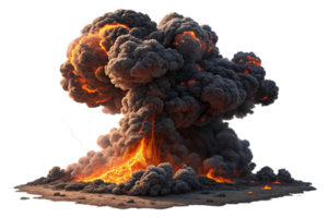 thunderous explosion with dark smoke and glowing embers fills scene png