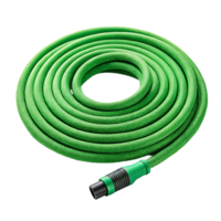 Coiled garden hose in vibrant green, perfect for outdoor watering tasks png