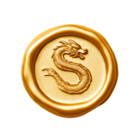 Golden dragon a wax seal, isolate background png