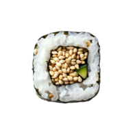 A sushi roll with rice and beans on isolate transparent background png