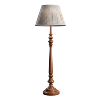 Wooden Floor Lamp With Fabric Shade Isolated On Transparent Background png