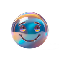 3D chrome element in Y2K style, isolated background, liquid holographic metal. Colorful, shiny and smiling face, bright and vibrant, cheerful and positive. png