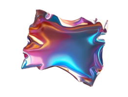 3D chrome element in Y2K style, isolated background, liquid holographic metal. Crumpled piece of paper with torn jagged edges, reflective gradient material. png