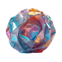 3D chrome holographic element in Y2K style, isolated background, liquid metal. Colorful and shiny object, paper ball, jagged edges, torn paper. png