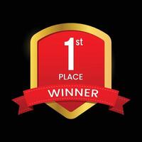 1st place winner golden design with red label and black background vector
