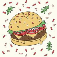 classic cheeseburger profilea perfectly assemble vector