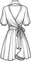 Puff Sleeve Wrap Dress Sketch Design vector