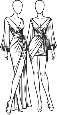 A-Line Wrap Dress Sketch Mordan Design