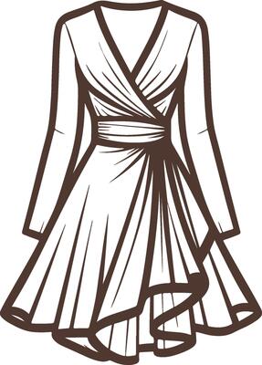 Peplum Wrap Dress Sketch Outline