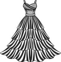 Flared Tiered Maxi Gown Sketch Design vector
