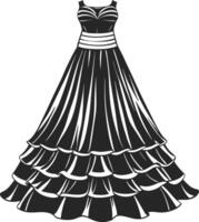 Retro Tiered Maxi Dress Sketch Design vector