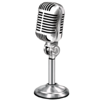 Vintage Silver Microphone Icon in Retro Radio Studio Isolated on Transparent Background png