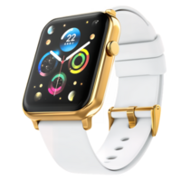 Smartwatch with White Band and Gold Frame png