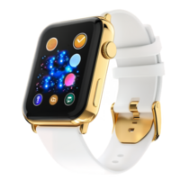 Smartwatch with White Strap and Gold Case High-Resolution Clipart png