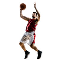 baloncesto jugador en acción disparo un aro aislado en transparente antecedentes png